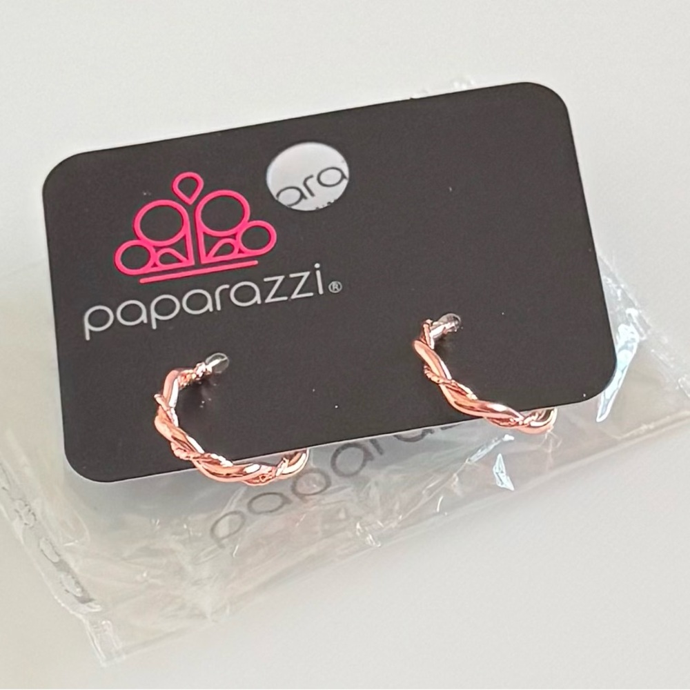 Paparazzi Twisted Blush Copper Hoop Earrings